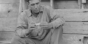 Texan farmer on relief. Goodliet, Hardeman County, Texas. Dorothea Lange, 1938