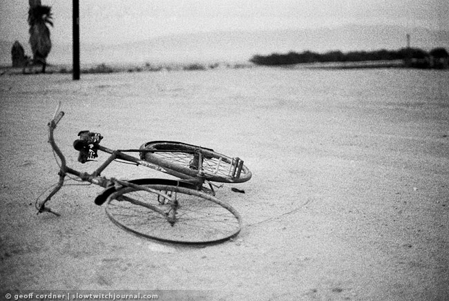 Salton Sea, rusted bike.
